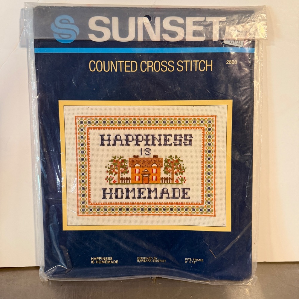 Sunset Cross Stitch Kit 2663 Happiness Is Homemade Barbara Siegrist‎ New Vintage